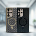 Luxury Carbon Fiber Pattern Bracket Cross-Border Case For Samsung Galaxy S24 Ultra S23 Ultra S22 Ultra