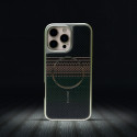 Business Carbon Fiber Striped Electroplated Silver Magnetic Case For iPhone