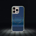 Business Carbon Fiber Striped Electroplated Silver Magnetic Case For iPhone
