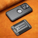Wallet Card Slot Magnetic Leather Case For iPhone Holder Hollow Logo Back Cover