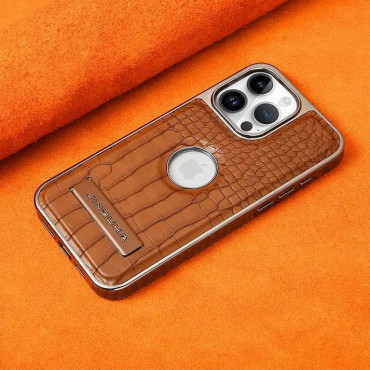 Crocodile leather magnetic charging suitable  Kickstand Case For Iphone 