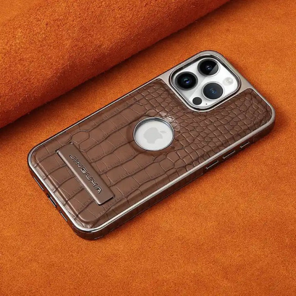 Crocodile leather magnetic charging suitable  Kickstand Case For Iphone 