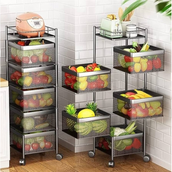 5 Layer Square vegetable basket storage rack