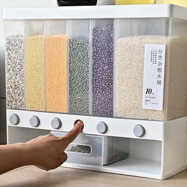 Kitchen Storage Box (6-Grid Dry Food Dispenser)