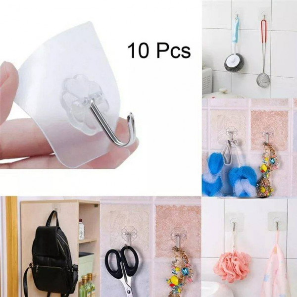 Transparent Wall Hooks(10 Pcs) Packet