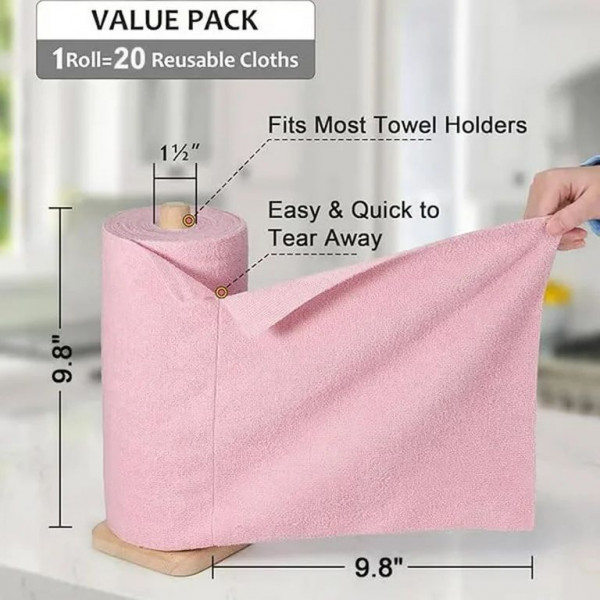 Reusable Microfiber Cleaning Cloth Roll (20pcs)