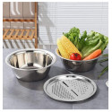 HILL. - Stainless Steel 3 In 1 Vegetable Slicer Basket Drain Basin _
