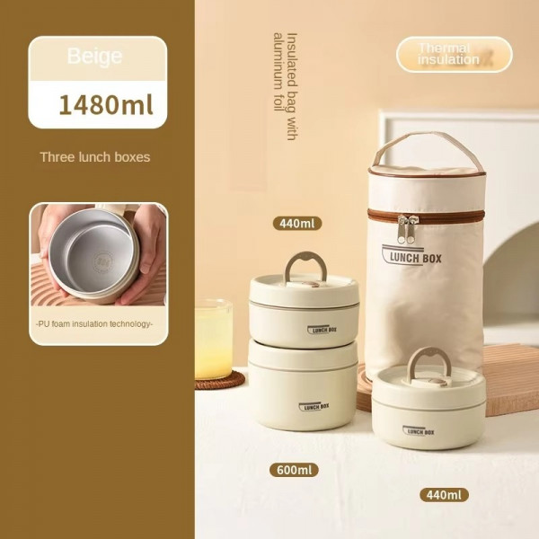 3Pcs Stainless steel Lunch box with bag