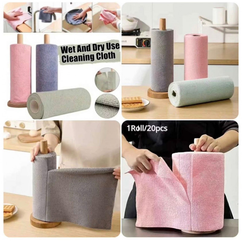 Reusable Microfiber Cleaning Cloth Roll (20pcs)