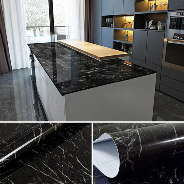 Marble Kitchen Waterproof And Oil Proof Sticker black 