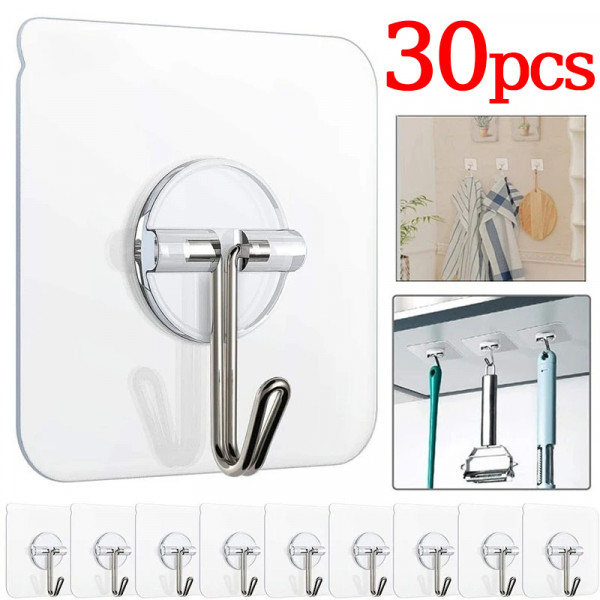30 Pieces Adhesive Single Wall Hook