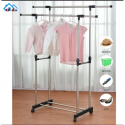 Double Pole Portable Clothes Rack