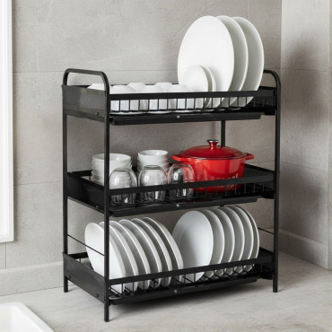  3-Layer Dish Drying Rack – Strong Metal Kitchen Organizer