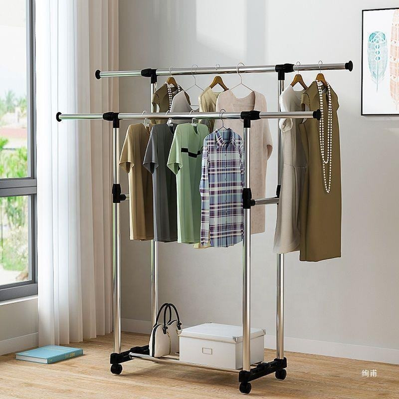 Double Pole Portable Clothes Rack