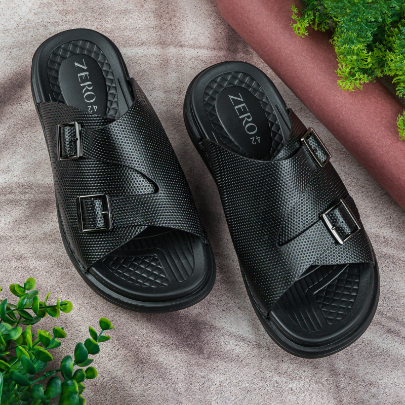 Men's Genuine Leather Double Monk Slipper Sandal.