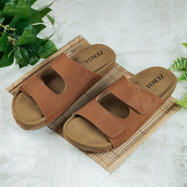 Men's Genuine Leather Double Monk Slipper Sandal.